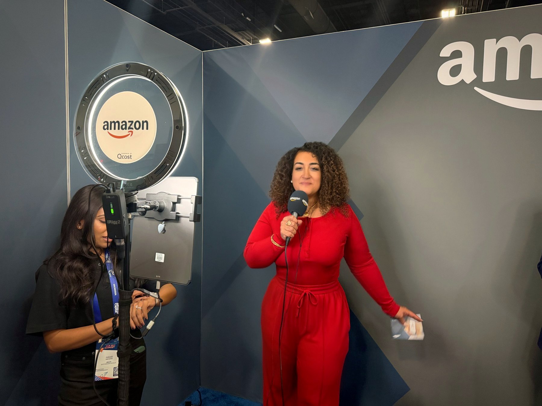 Randa Quraan on the mic at the Amazon stage, Cannes Lions